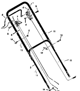Handle Assembly Diagram and Parts List for 20605X8B 1997 Briggs and Stratton Lawn Mower